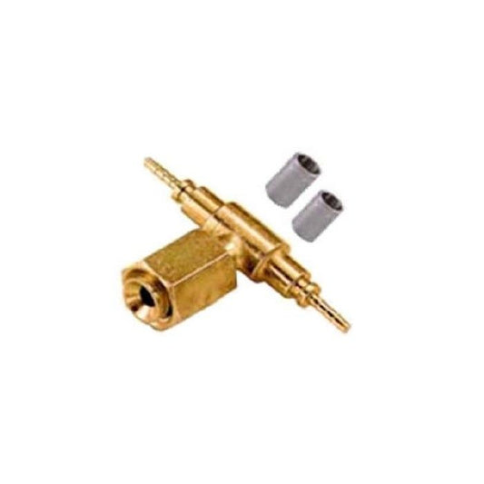 Raccordo a tee con 1/4'' sae centrale femmina per tubo capillate termoplastico Ø 2,0X5,9 MM