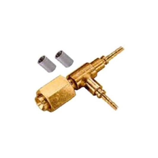 Raccordo a tee con 1/4 sae laterale femmina per tubo capillare termoplastico Ø 2,0X5,9 MM