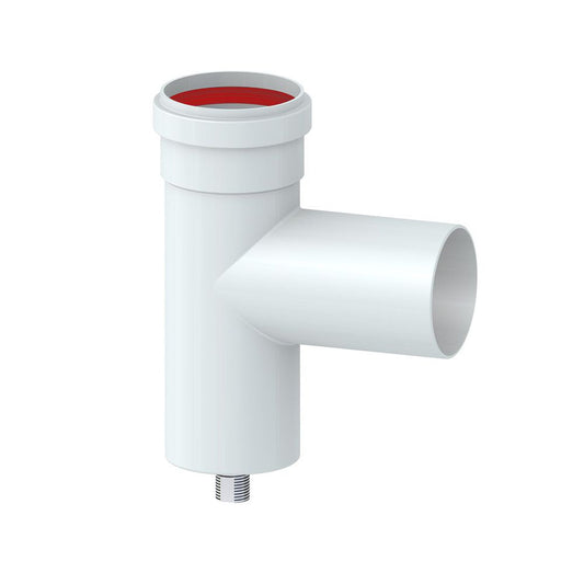 Raccordo a TEE con convogliatore condensa in alluminio estruso bianco Ø 80mm