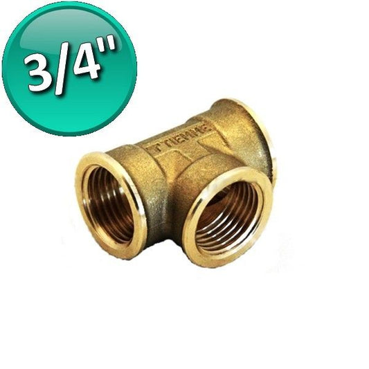 3/4'' FFF TEE fitting in yellow brass - water and gas