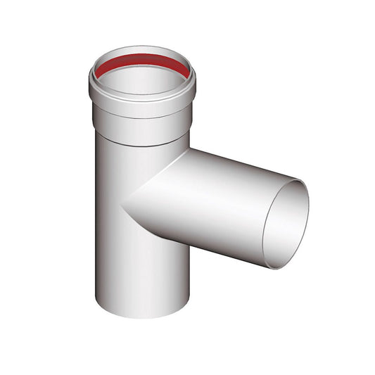 Raccordo a TEE in alluminio estruso bianco Ø 80mm per caldaie