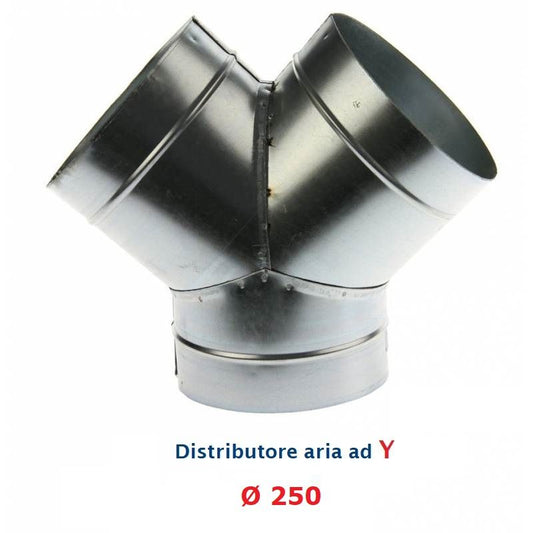 Y-connector, diameter 250 mm. Distributor for hot, cold and ventilation air.