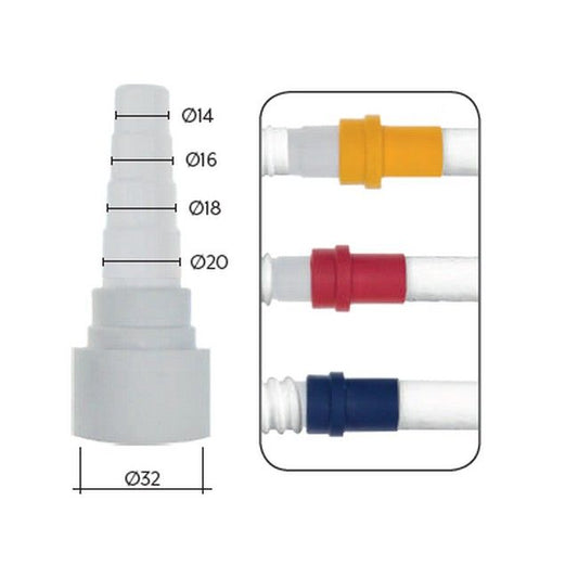 Raccordo adattatore tubo rigido Ø 32 mm passaggio tubo flessibile per scarico condensa