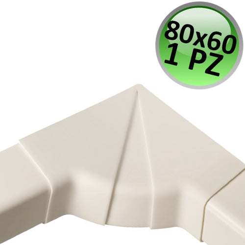 Raccordo angolo interno regolabile per canalina 80x60mm - 1 PZ