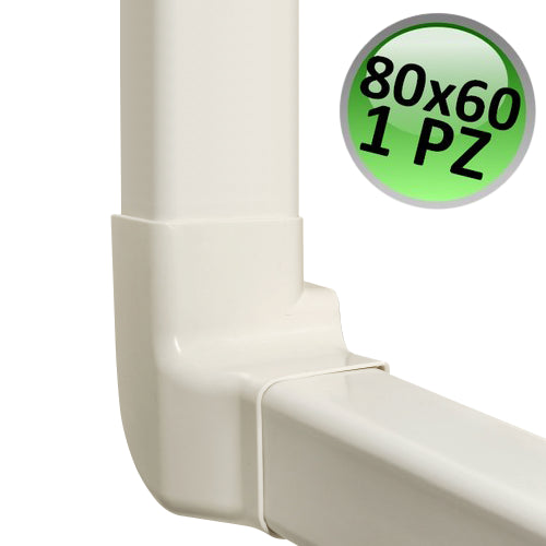 Raccordo angolo verticale destro per canalina 80x60mm - 1 PZ