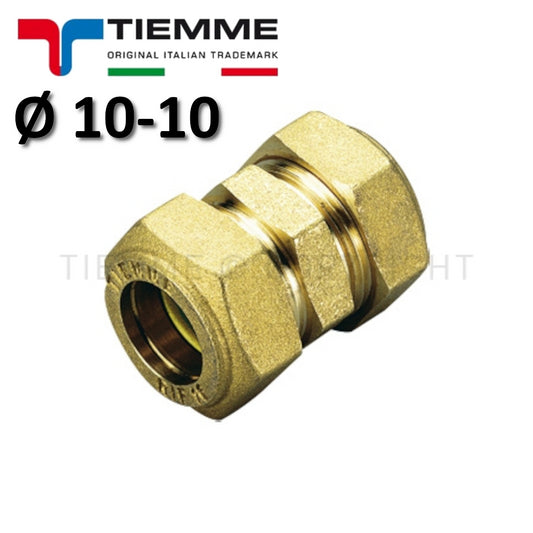 RACCORDO DIRITTO DOPPIO A COMPRES/TENUTA ORING (GAS) TUBO CU Ø 10-10 mm