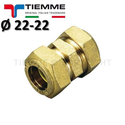 RACCORDO DIRITTO DOPPIO A COMPRES/TENUTA ORING (GAS) TUBO CU Ø 22-22 mm