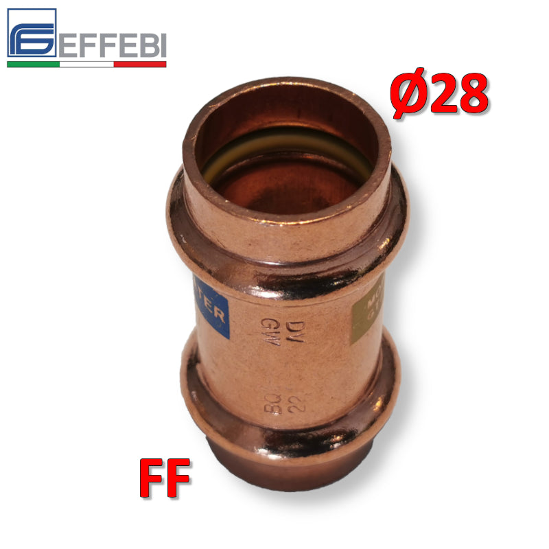 Straight fitting with FF sleeve Ø 28 mm - UNICO press-fit copper for water and gas