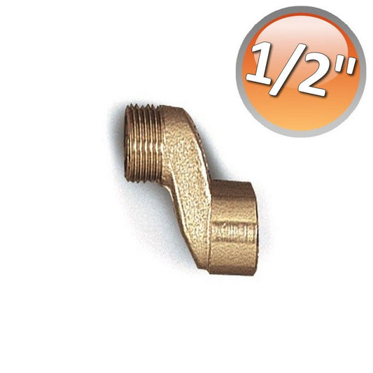 Eccentric radiator fitting in nickel-plated brass, 1/2'' MF connections, 20 mm offset