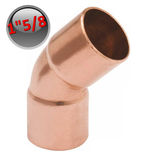 Raccordo gomito curva rame a saldare 45° 1''5/8 - 41,27 mm femmina - femmina