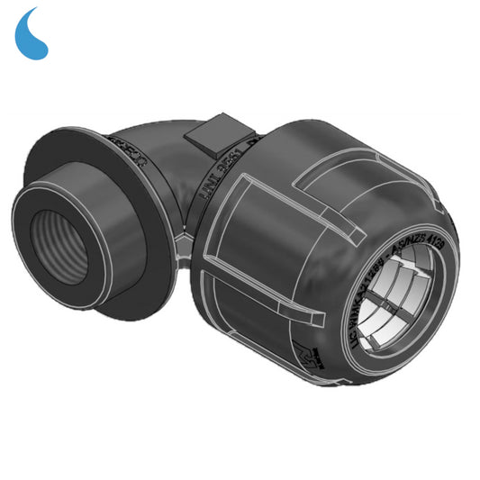Ø 32 mm x 1'' compression elbow fitting - tighten in female threaded polypropylene