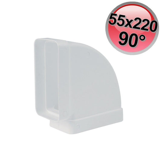 Raccordo gomito piano 90° per condotto rettangolare 55x220 mm per aria VMC cappa cucina