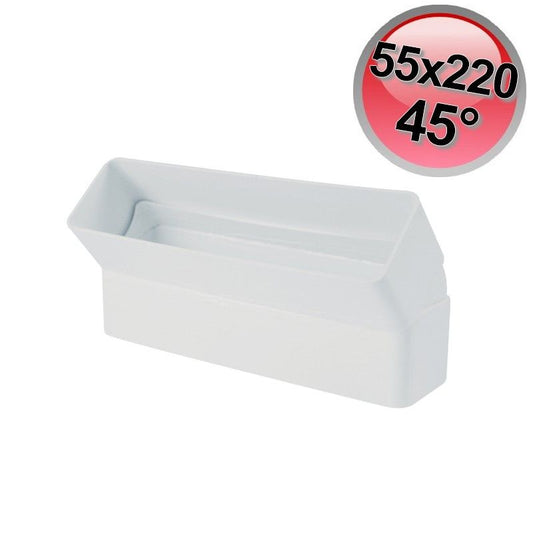 Raccordo gomito verticale 45° per condotto aria rettangolare 55x220 mm VMC cappa cucina