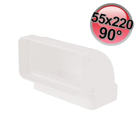 Raccordo gomito verticale 90° in plastica per condotto aria rettangolare 55x220 mm per VMC
