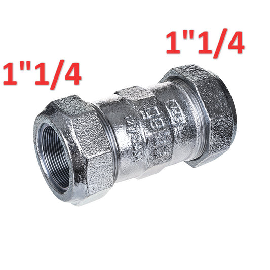 RACCORDO IN GHISA MONOGIUNTO A COMPRESSIONE F-F 1''1/4 (42,4 MM) X 1''1/4 (42,4 MM) PER ACCIAIO CON GHIERA ANTISFILAMENTO