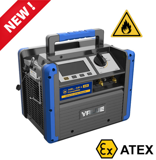 ATEX certified digital recovery unit for flammable gases 1 HP-0.75 KW, 510 kg/h in push/pull, also suitable for refrigerants