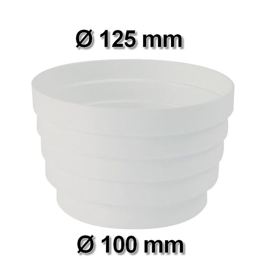 Riduttore circolare multicono Ø 125 - 120 - 110 - 100 mm in plastica per condotti aria VMC cappa cucina
