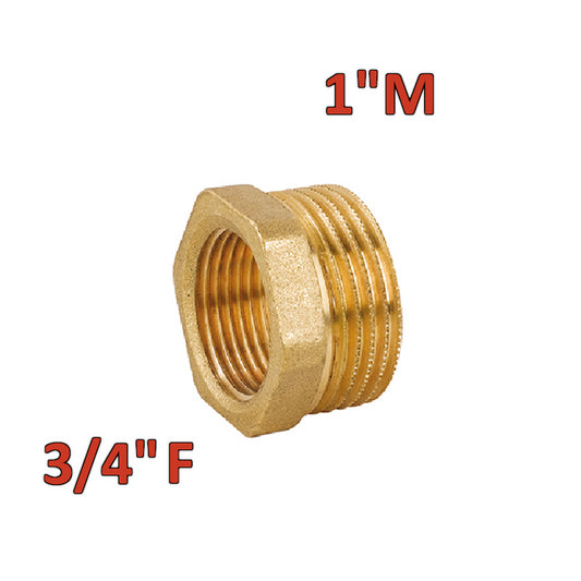 Brass Hex Reducer with Male/Female Connection 1'' x 3/4''