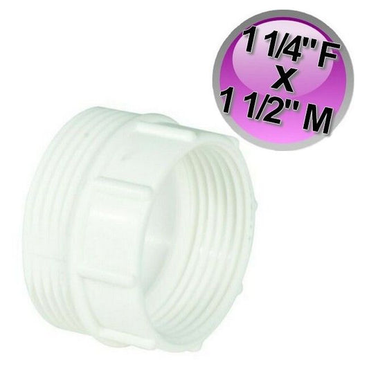 1''1/4 Female x 1''1/2 Male Plastic Reducer for Waste Drain Siphon