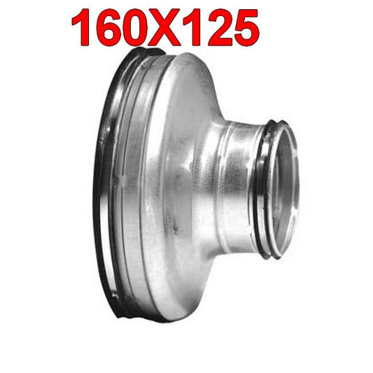 Male-male galvanized steel press-fit reducer for 160x125 mm ducts