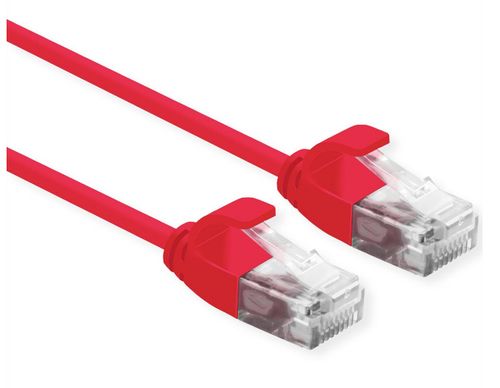 ROLINE UTP CABLE DATA CENTER PATCHCORD CAT.6A, CLASS EA, LSOH, SLIM, RED, 1M