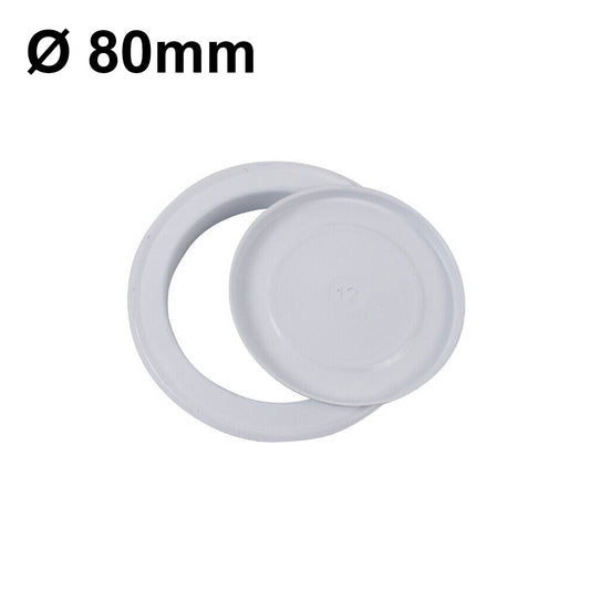 Rosone coprimuro in lamiera colore bianco con tappo per tubi Ø 80mm