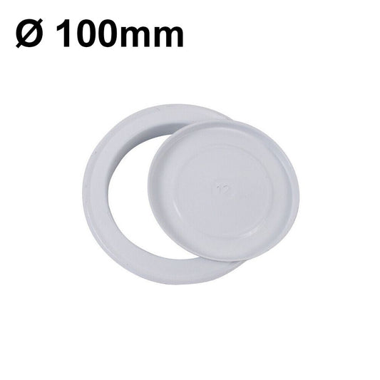 Rosone coprimuro in metallo colore bianco con tappo per tubi Ø 100mm