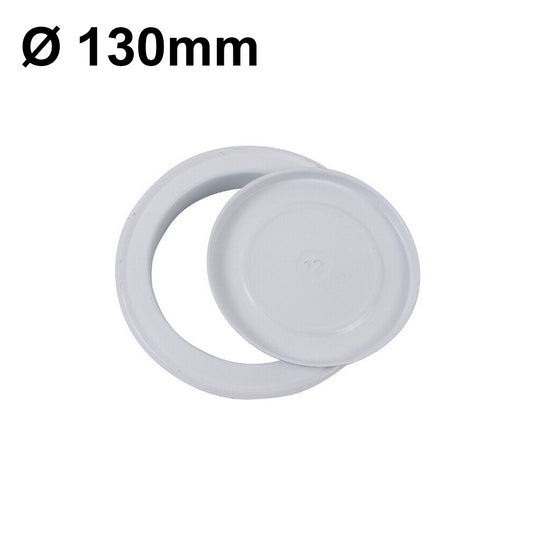 Rosone coprimuro in metallo colore bianco con tappo per tubi Ø 130mm