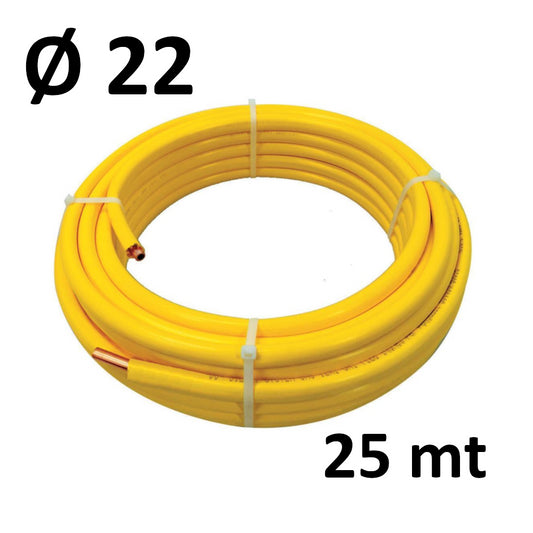 25 MT ROLL - copper Ø 22 x 1 mm - coated in yellow star-shaped PE STAR-MET - concealed gas systems (UNI CIG 7129)