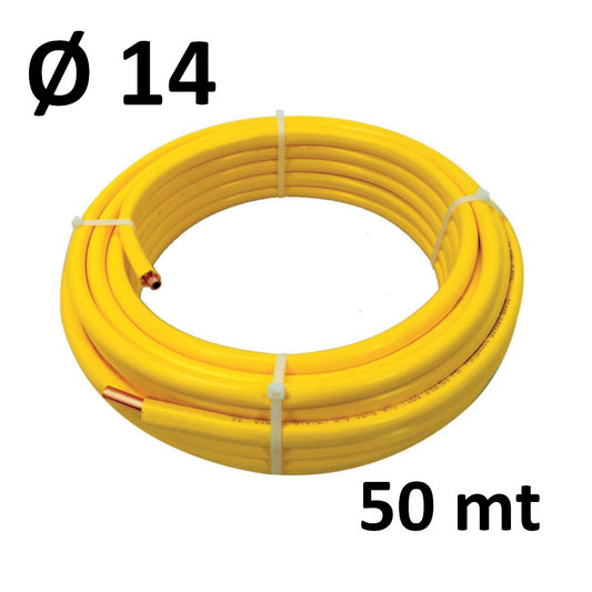 50 MT ROLL - copper Ø 14 x 1 mm - coated in yellow star-shaped PE STAR-MET - concealed gas systems (UNI CIG 7129)