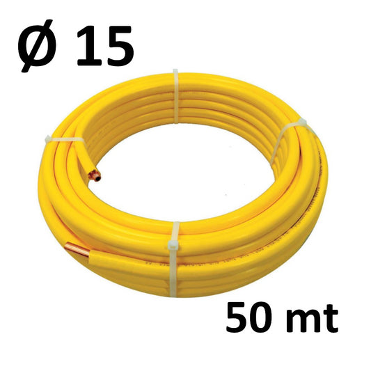 50 MT ROLL - copper Ø 15 x 1 mm - coated in yellow star-shaped PE STAR-MET - concealed gas systems (UNI CIG 7129)
