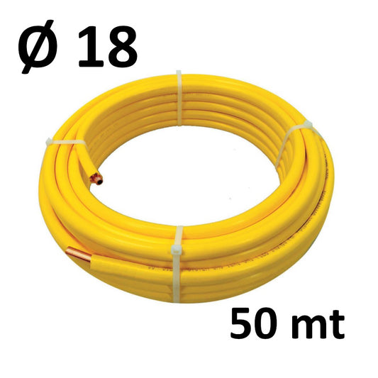50 MT ROLL - copper Ø 18 x 1 mm - coated in yellow star-shaped PE STAR-MET - concealed gas systems (UNI CIG 7129)
