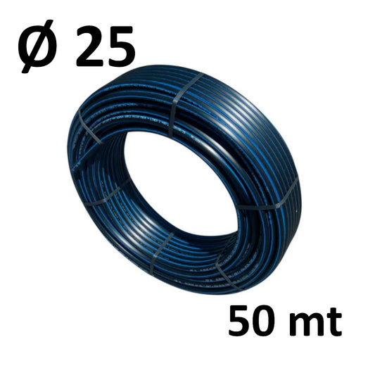50 MT ROLL - Ø 25 mm polyethylene pipe for water, PN 16 high density PE 100 NADIR