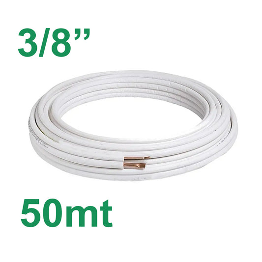 50m roll of pre-insulated copper pipe, 3/8" - air conditioning and refrigeration