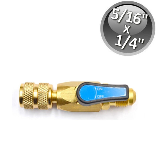 Rubinetto a sfera per gas refrigerante F 1/4'' x M 5/16'' sae volantino Blu