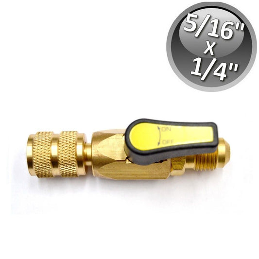 Rubinetto a sfera per gas refrigerante F 1/4'' x M 5/16'' sae volantino Giallo