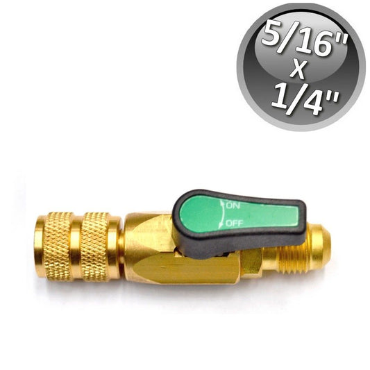 Rubinetto a sfera per gas refrigerante F 1/4'' x M 5/16'' sae volantino Verde