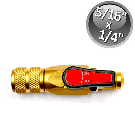 Rubinetto a sfera per gas refrigerante F 1/4'' x M 5/16'' volantino Rosso