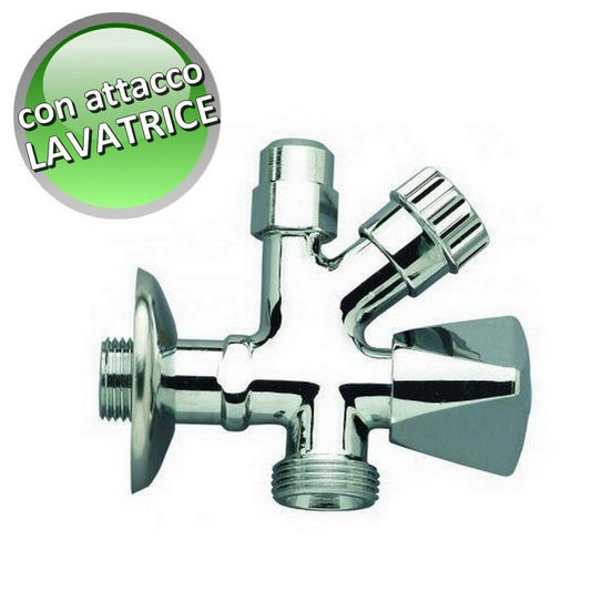 Double-closing under-sink faucet with washing machine/dishwasher connection - chrome 1/2''
