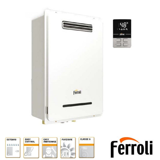 Scaldacqua murale EXTERNO FERROLI a gas LOW NOx installazione all'esterno senza canna fumaria