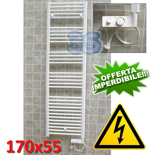 CORTINA electric towel warmer, white, 170x55 cm, with thermostat - bathroom radiator