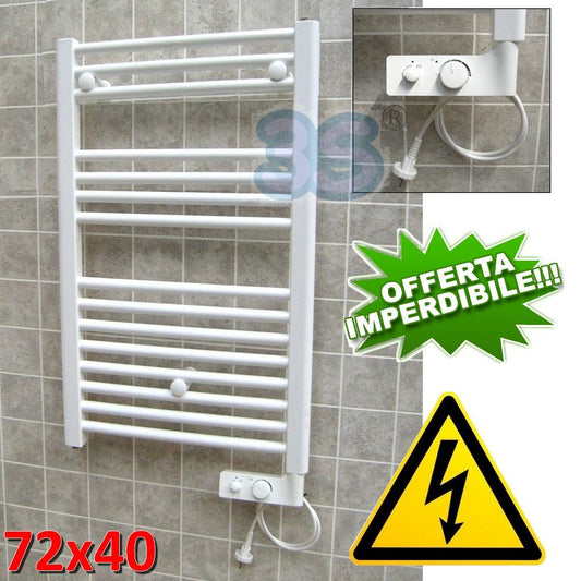 CORTINA electric towel warmer, white, 72x40 cm, with thermostat - bathroom radiator