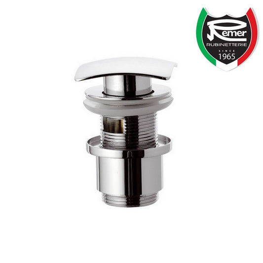 1''1/4 square automatic waste, with click-clack system, with overflow, short glass