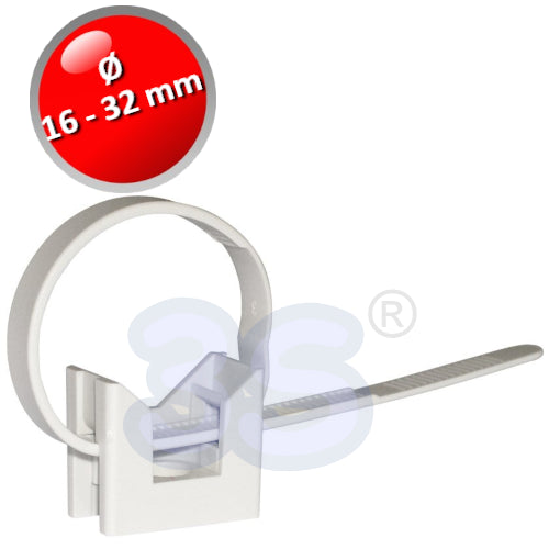 BOX OF 100 PCS - Tightening collar clamp for fastening rigid plastic and metal pipes from Ø 16 to Ø 32
