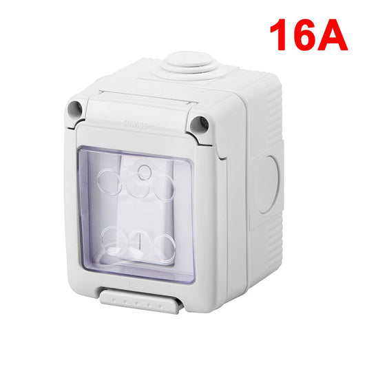 Waterproof electrical box for indoor and outdoor use with 16 A bipolar switch