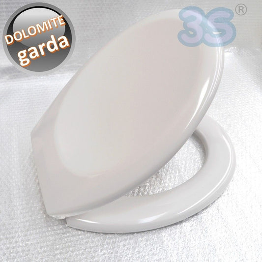 Sedile compatibile per wc GARDA Dolomite bianco europeo con cerniere in acciaio