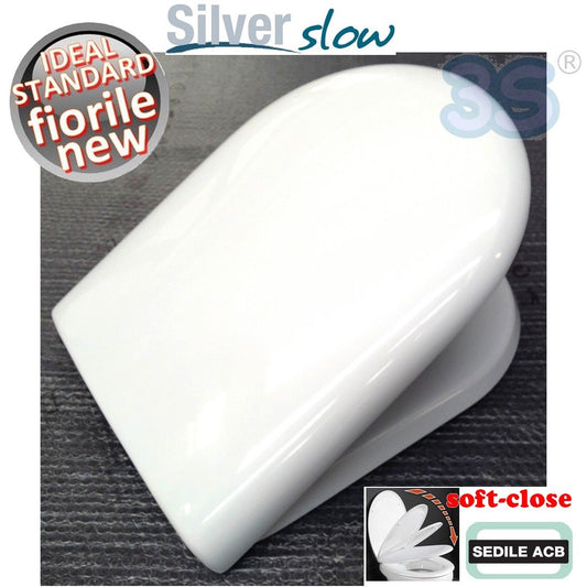 FIORILE NEW Ideal Standard Soft Close Toilet Seat - ACB Ercos Silver Slow Close