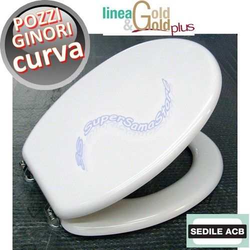 Pozzi Ginori CURVA series toilet seat with wooden core - ACB GOLD line