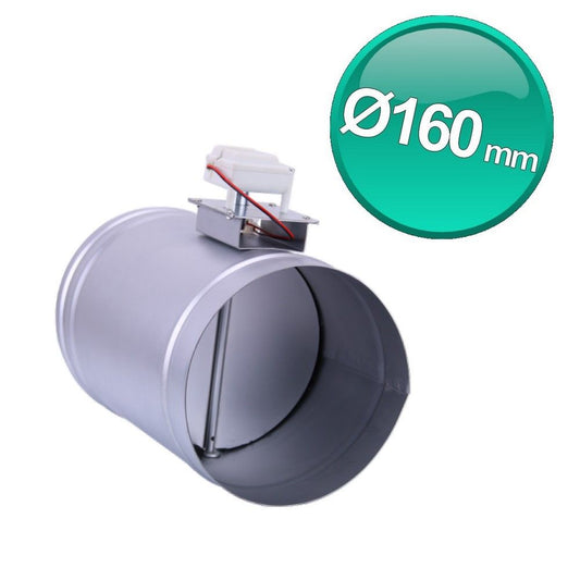 12V Motorized Circular Shutter Ø160 with Air Flow Regulation for Ducted Air Conditioning