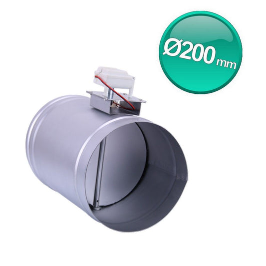 12V Motorized Circular Shutter Ø200 with Air Flow Regulation for Ducted Air Conditioning